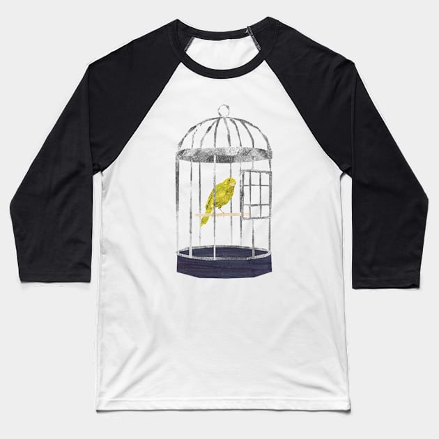 Canary in a cage Baseball T-Shirt by Babban Gaelg